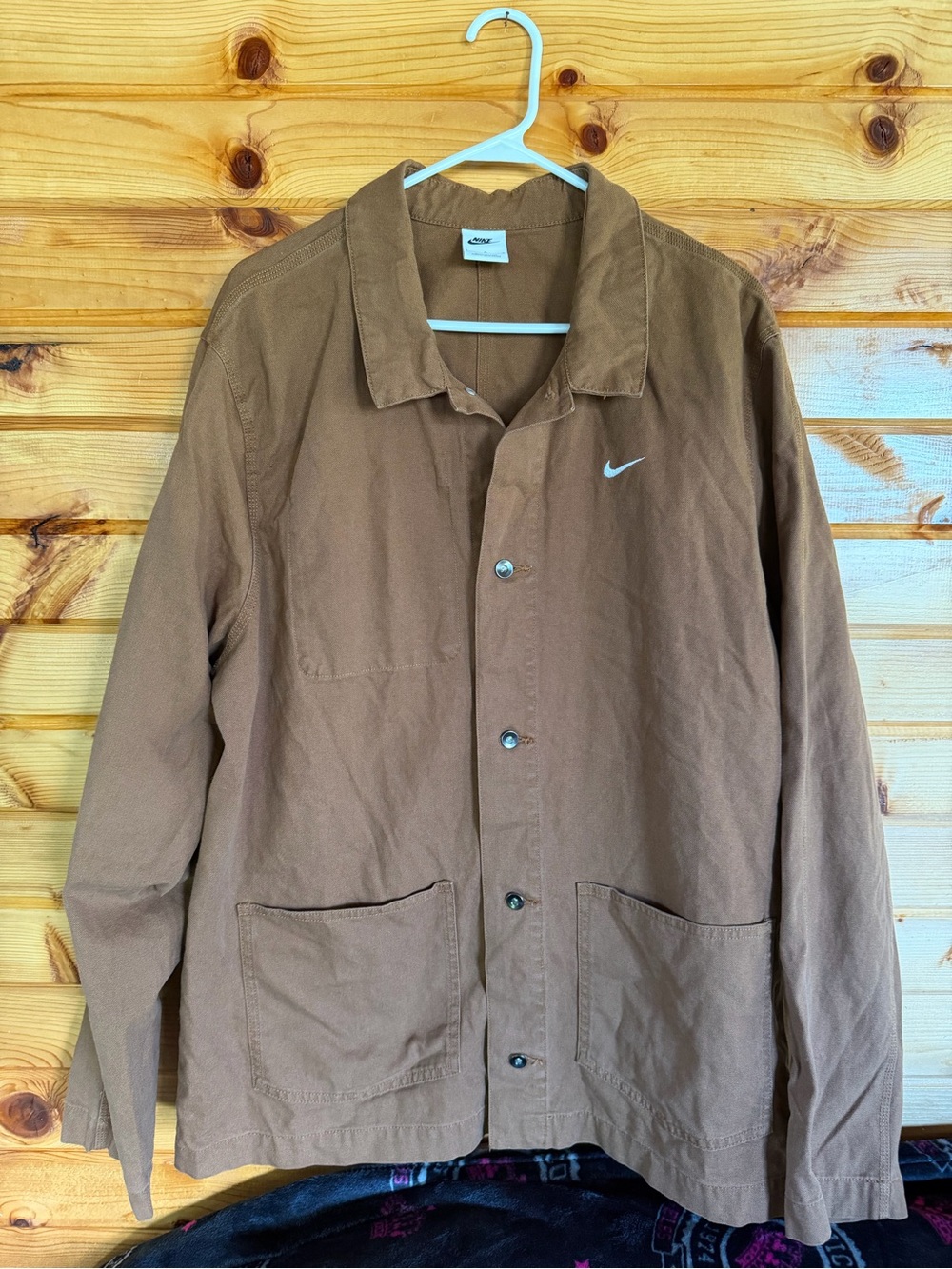 Nike Brown Lightweight Chore Canvas Coat  with Swoosh